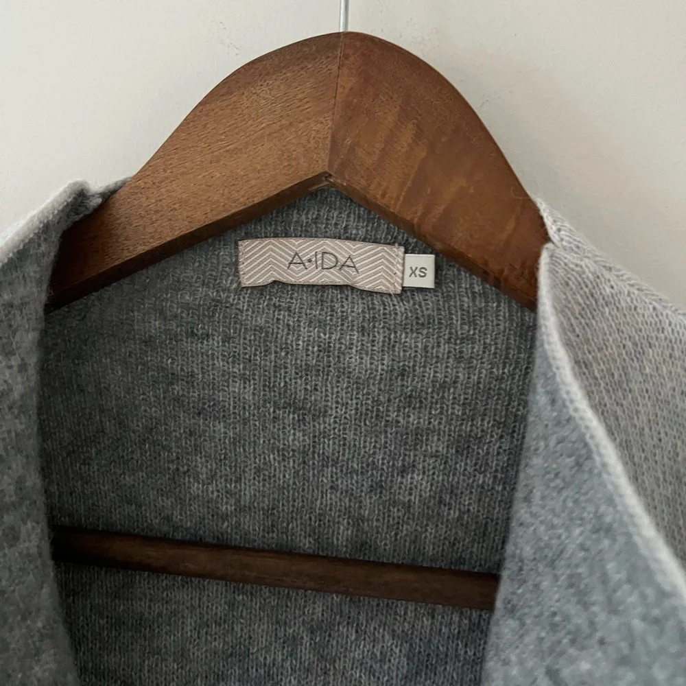 A•IDA Gray and Brown Color-block Wool Blend Cardigan Jacket Size XS